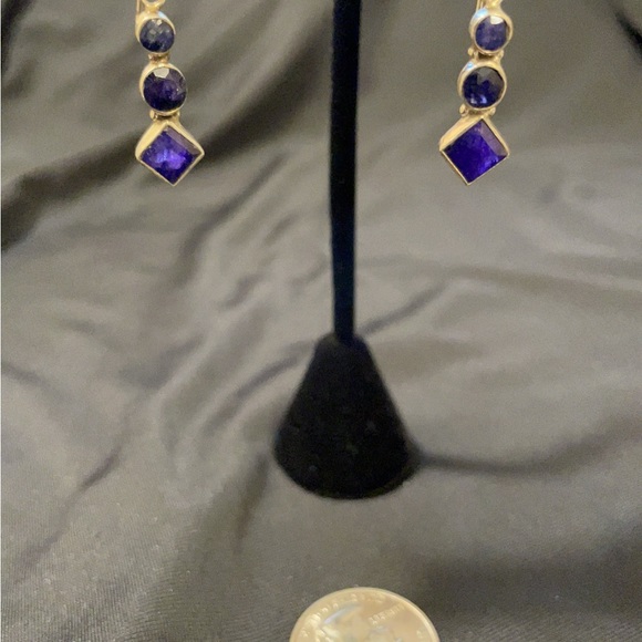 Silver Indian sapphire earrings - Picture 5 of 5